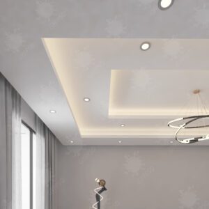 faux plafond salon moderne 3 band caisson lice 3 niveau